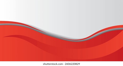 Red Wave on White Background Simple curve background for business with space for text. eps 10