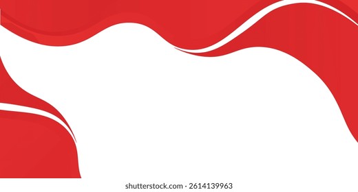 Red Wave on White Background Simple curve background for business with space for text. eps 10