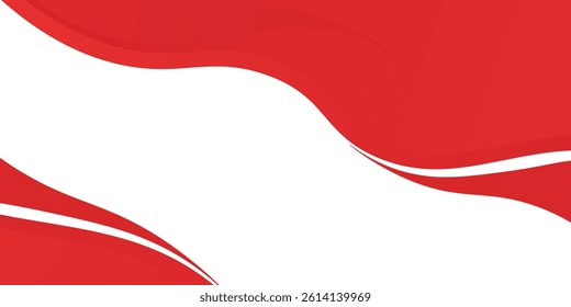 Red Wave on White Background Simple curve background for business with space for text