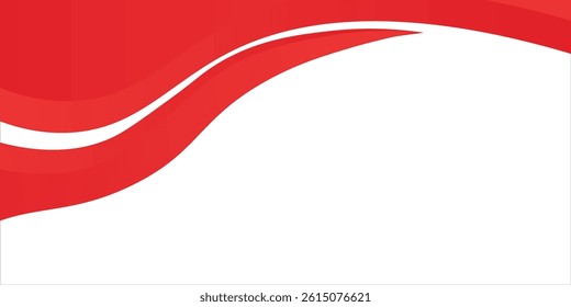 Red Wave on White Background Simple curve background for business with space for text