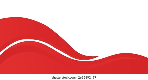 Red Wave on White Background Simple curve background for business with space for text