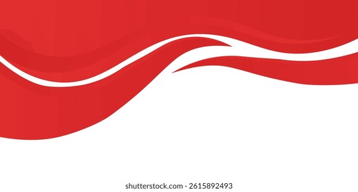 Red Wave on White Background Simple curve background for business with space for text