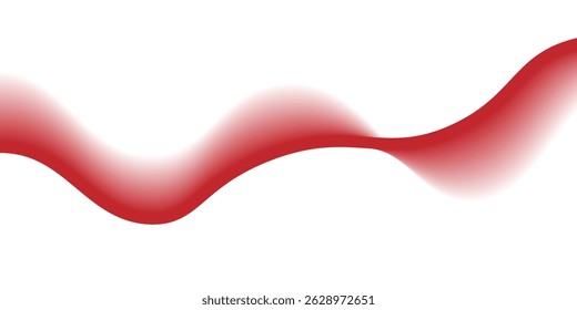 Red Wave on White Background Simple curve backgroud. Abstract vector wavy lines flowing smooth curve red isolated on transparent background