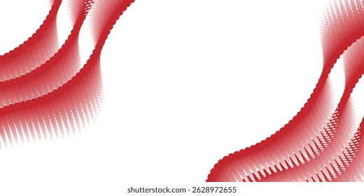 Red Wave on White Background. Abstract vector wavy lines flowing smooth curve 