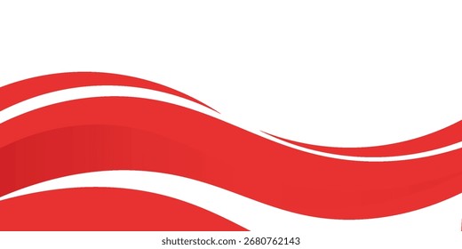 Red Wave on White Background Simple curve background for business with space for text