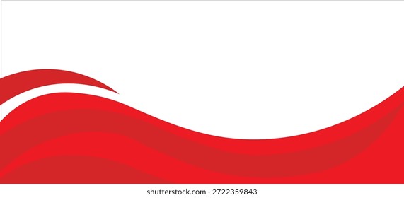 Red Wave on White Background Simple curve background for business with space for text
