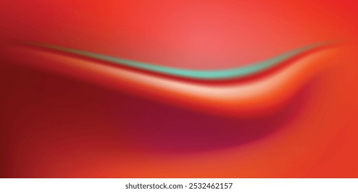Red wave smooth liquid gradient color vector background. Blurred light fuzz colorful gradient background. Vector soft horizontal backdrop.