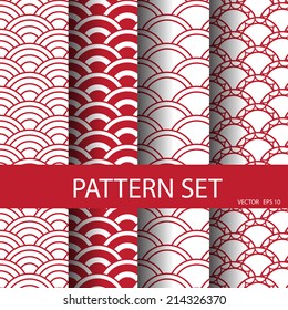 red wave vector seamless patterns set. Endless texture can be used for wallpaper, pattern fills, web page background,surface textures.