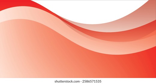 Red Wave With White Background On Simple curve background for business with space for text.