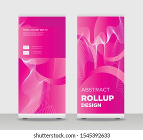 Líneas onduladas rojas Formas Abstractas Exposición moderna Tendencia publicitaria Negocio Roll Up Anuncio Stand Póster Folleto de diseño plano Plantilla concepto creativo. Líneas onduladas rojas enrollan EPS. Presentación