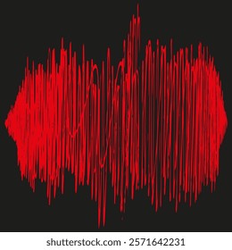 Red waveform design. Abstract audio signal. Bold artistic texture. Vibrant red illustration.