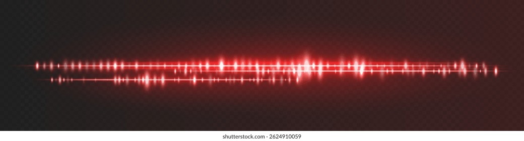Red waveform featuring split amplitude lines and bright spikes, designed for music editing, podcast audio visuals or smart device UI feedback.