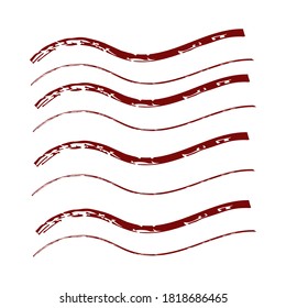 Red waves art brush isolated on a white background.
