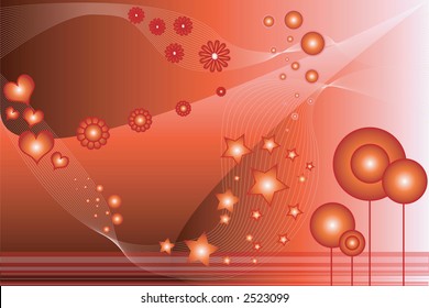 Red waves on a gradient background