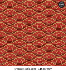 Red waves pattern, Thai traditional art. Vector