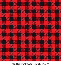 Red Waves and Squares Plaid Seamless Pattern vector illustration