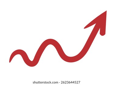 Red wavy up arrow brush stroke