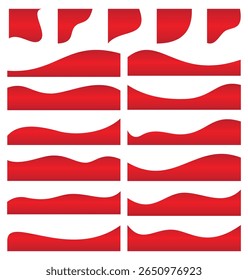 Bordes ondulados rojos y Formas decorativas, borde de pie de página de curva, gráfico de elementos de líneas de curva, forma curva para Anuncio, folleto y otros Elementos de diseño.