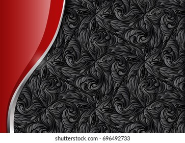 Red wavy corporate abstract background. Dark floral pattern. 