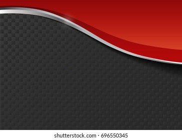 Red wavy corporate abstract background. Dark square pattern. 