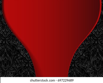 Red wavy corporate abstract background. Dark floral pattern.
