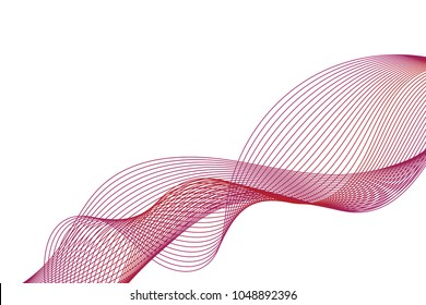 Red Wavy  Lines Abstract Background. Vector