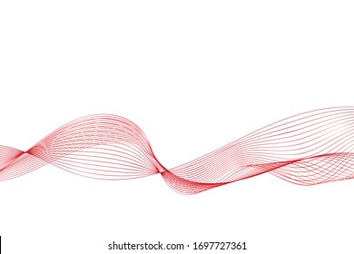 Red Wavy  Lines Abstract Background. Vector