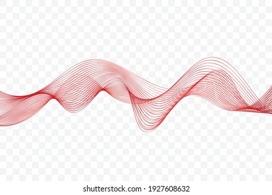 Red Wavy  Lines Abstract Background. Vector