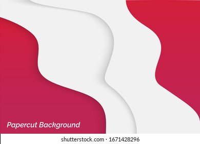 red wavy papercut background vector design