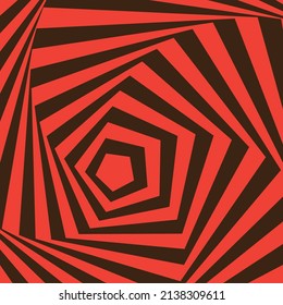 Red wavy pattern on black background. Wavy lines on black. Illustration of the abstract red maze pattern. Spiral labyrinth art.