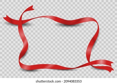red wavy ribbon frame on transparent background. vector illustration