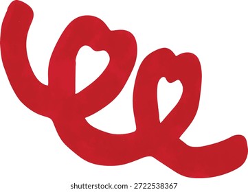Cinta ondulada roja con dos Bucles en forma de corazón