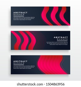 Red wavy shape horizontal web banner template bundle. Web element resource