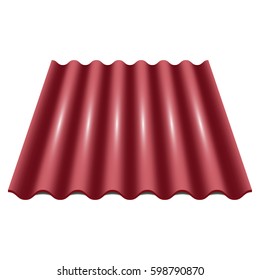 Red wavy slate. Slate Roofing. Construction materials. Vector illustration on white background.