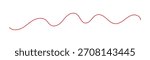 Red Wavy Thread Line. Minimal Thread Swirl Line. a red silk thread looped in a circle form, extending on both ends, symbolizing the red thread