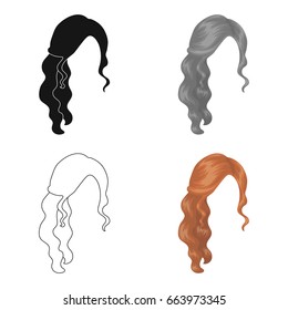 Red wavy.Back hairstyle single icon in cartoon style vector symbol stock illustration web.