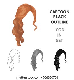 Red wavy.Back hairstyle single icon in cartoon style vector symbol stock illustration web.