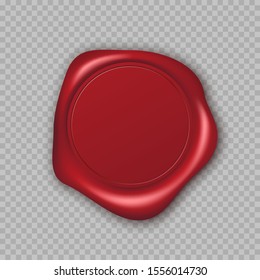 Red Wax Seal with Copy Space. Empty Blank of Mail Stamp. Vector illustration