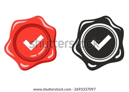 Red wax seal for documents. Flat illustration.