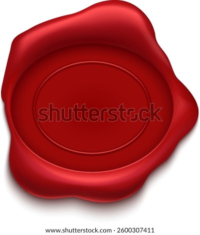 Red wax seal with empty space for text or logo is guaranteeing authenticity, security, and serves as a symbol of quality and tradition, ensuring document integrity and adding a touch of elegance