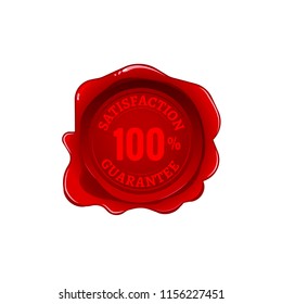 Red wax seal guarantee satisfaction isolated on white background. Vector stamp. Realistic red label for letter document.