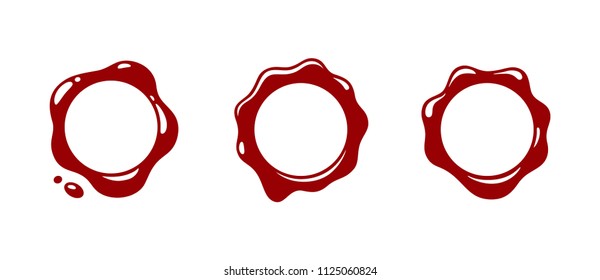 Red wax seal isolated on white background. Wax seal logo. Stamp wax seal. Wax seal mark. Vector illustration. Color easy to edit. Transparent background.
