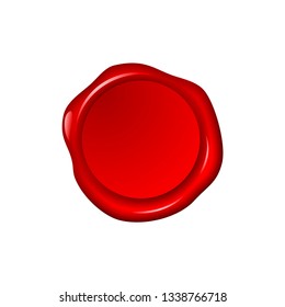 Red wax seal isolated on white background
