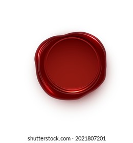 Sello de cera roja aislado sobre fondo blanco. Sello postal de época. Elemento de diseño del vector
