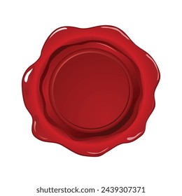 Red wax seal isolated on white background
