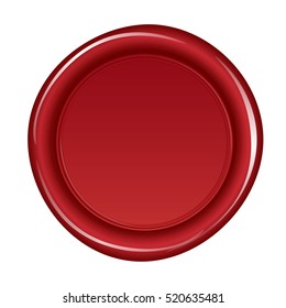 Red wax seal isolated on white background