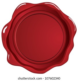 Red wax seal on white