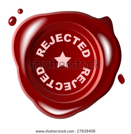 Red wax seal with rejected stamped across it - vector