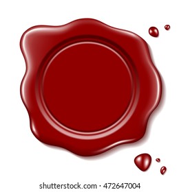Red wax seal with small drops