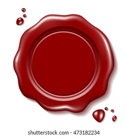 Red wax seal with small drops